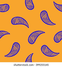 Seamless pattern of beautiful paisley cucumbers Turkish, Indian, Persian. Vector