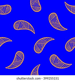 Seamless pattern of beautiful paisley cucumbers Turkish, Indian, Persian. Vector