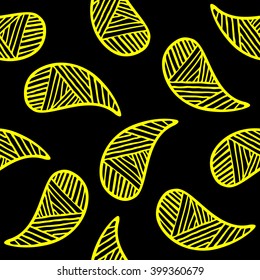 Seamless pattern of beautiful paisley cucumbers Turkish, Indian, Persian. Vector