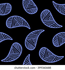 Seamless pattern of beautiful paisley cucumbers Turkish, Indian, Persian. Vector