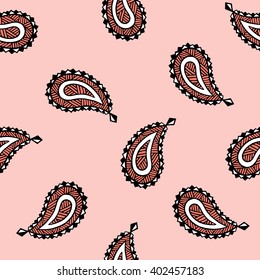 Seamless pattern of beautiful paisley cucumbers Turkish, Indian, Persian. Vector