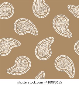 Seamless pattern of beautiful paisley cucumbers Turkish, Indian, Persian. Vector illustration