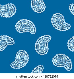 Seamless pattern of beautiful paisley cucumbers Turkish, Indian, Persian. Vector illustration
