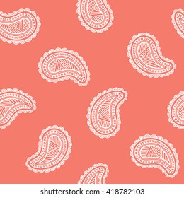 Seamless pattern of beautiful paisley cucumbers Turkish, Indian, Persian. Vector illustration