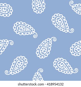 Seamless pattern of beautiful paisley cucumbers on a serenity background. Vector illustration