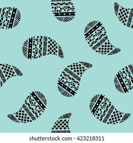 Seamless pattern of beautiful paisley cucumbers Mexican, Africa, Aztec, Peruvian, Indian. Vector
