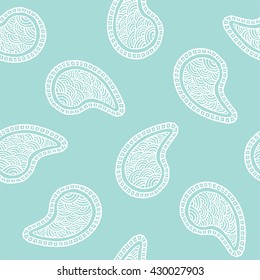 Seamless pattern of beautiful paisley cucumbers Turkish, Indian, Persian. Vector illustration