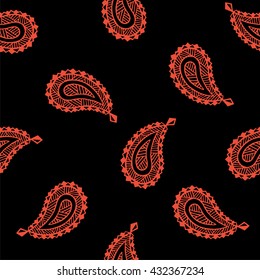 Seamless pattern of beautiful paisley cucumbers. Turkish, Indian, Persian. Vector illustration