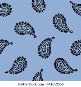 Seamless pattern of beautiful paisley cucumbers. Turkish, Indian, Persian. Vector illustration
