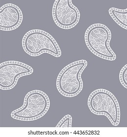 Seamless pattern of beautiful paisley cucumbers Turkish, Indian, Persian. Vector illustration