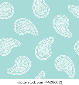 Seamless pattern of beautiful paisley cucumbers. Turkish, Indian, Persian. Vector illustration