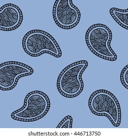 Seamless pattern of beautiful paisley cucumbers. Turkish, Indian, Persian. Vector illustration