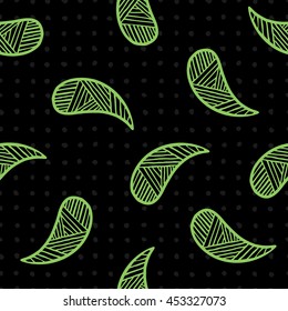 Seamless pattern of beautiful paisley cucumbers. Turkish, Indian, Persian. Vector illustration