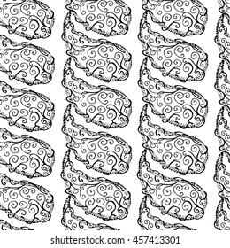 Seamless pattern of beautiful paisley cucumbers on a white background. Turkish, Indian, Persian. Isolated vector illustration. For fabric, wrapping paper, package, backgrounds, print and web projects.