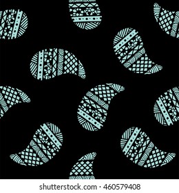 Seamless pattern of beautiful paisley cucumbers. Vector illustration