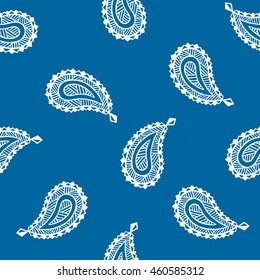 Seamless pattern of beautiful paisley cucumbers. Turkish, Indian, Persian. Vector illustration