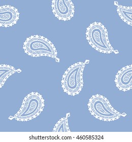Seamless pattern of beautiful paisley cucumbers. Turkish, Indian, Persian. Vector illustration