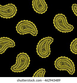 Seamless pattern of beautiful paisley cucumbers Turkish, Indian, Persian. Vector illustration