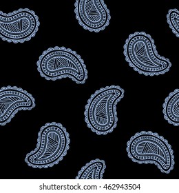 Seamless pattern of beautiful paisley cucumbers Turkish, Indian, Persian. Vector illustration