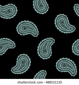 Seamless pattern of beautiful paisley cucumbers Turkish, Indian, Persian. Vector illustration
