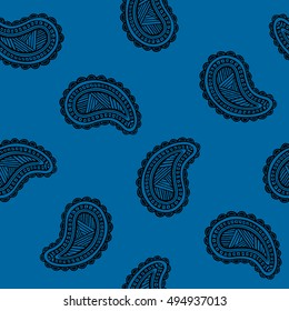 Seamless pattern of beautiful paisley cucumbers Turkish, Indian, Persian. Vector illustration
