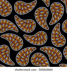 Seamless pattern of beautiful paisley cucumbers Turkish, Indian, Persian. Vector illustration
