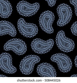 Seamless pattern of beautiful paisley cucumbers Turkish, Indian, Persian. Vector illustration