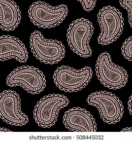 Seamless pattern of beautiful paisley cucumbers Turkish, Indian, Persian. Vector illustration