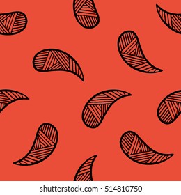 Seamless pattern of beautiful paisley cucumbers. Turkish, Indian, Persian, Japanese. Vector illustration