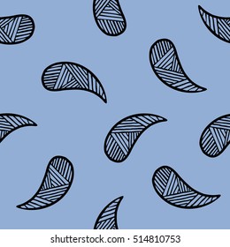 Seamless pattern of beautiful paisley cucumbers. Turkish, Indian, Persian, Japanese. Vector illustration