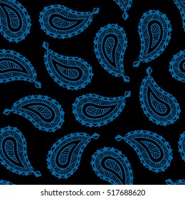 Seamless pattern of beautiful paisley cucumbers Turkish, Indian, Persian. Vector illustration