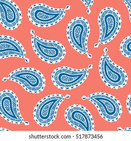 Seamless pattern of beautiful paisley cucumbers. Turkish, Indian, Persian. Vector illustration