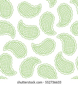 Seamless pattern of beautiful paisley cucumbers on a white background. Turkish, Indian, Persian. Vector illustration