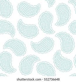 Seamless pattern of beautiful paisley cucumbers on a white background. Turkish, Indian, Persian. Vector illustration