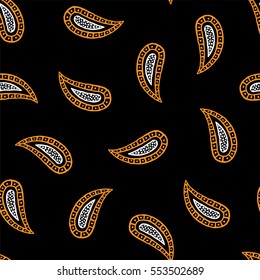 Seamless pattern of beautiful paisley cucumbers Turkish, Indian, Persian, Mexican. Vector illustration