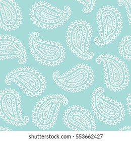 Seamless pattern of beautiful paisley cucumbers Turkish, Indian, Persian. Vector illustration