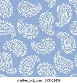 Seamless pattern of beautiful paisley cucumbers Turkish, Indian, Persian. Vector illustration