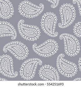Seamless pattern of beautiful paisley cucumbers Turkish, Indian, Persian. Vector illustration