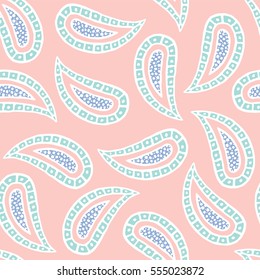 Seamless pattern of beautiful paisley cucumbers Turkish, Indian, Persian, Mexican, African. Vector illustration
