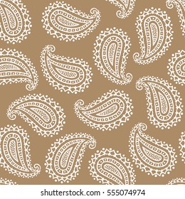 Seamless pattern of beautiful paisley cucumbers Turkish, Indian, Persian. Vector illustration