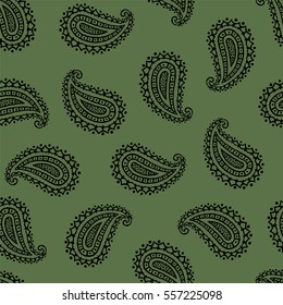 Seamless pattern of beautiful paisley cucumbers Turkish, Indian, Persian. Vector illustration