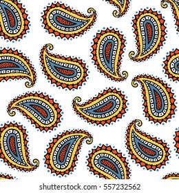 Patrón impecable de hermosos pepinos paisley turco, indio, persa, mexicano,
Africano, Ilustración del vector