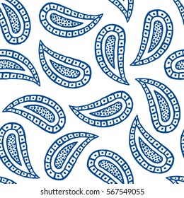 Seamless pattern of beautiful paisley cucumbers Turkish, Indian, Persian, Mexican, African. Vector illustration