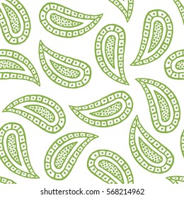 Seamless pattern of beautiful paisley cucumbers Turkish, Indian, Persian, Mexican, African. Vector illustration