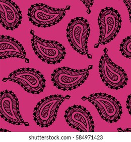 Seamless pattern of beautiful paisley cucumbers. Turkish, Indian, Persian. Vector illustration