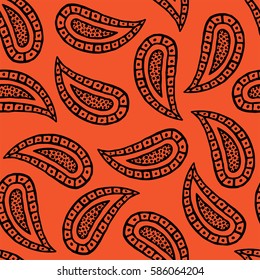 Seamless pattern of beautiful paisley cucumbers Turkish, Indian, Persian, Mexican, African. Vector illustration