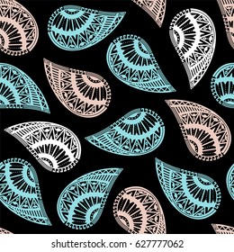 Seamless pattern of beautiful paisley cucumbers Aztec, Peruvian, Mayan, Mexican, Native American. Vector illustration