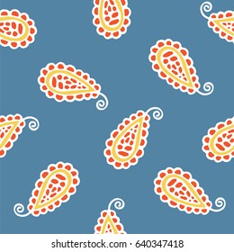 Seamless pattern of beautiful paisley cucumbers Turkish, Indian, Persian. Vector illustration