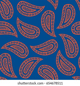 Seamless pattern of beautiful paisley cucumbers Turkish, Indian, Persian, Mexican, African. Vector illustration
