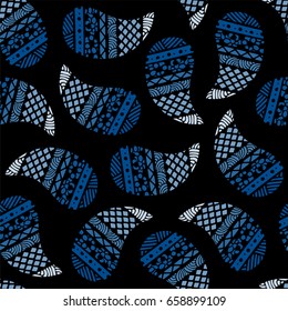 Seamless pattern of beautiful paisley cucumbers Aztec, Peruvian, Mayan, Mexican, Native American. Vector illustration